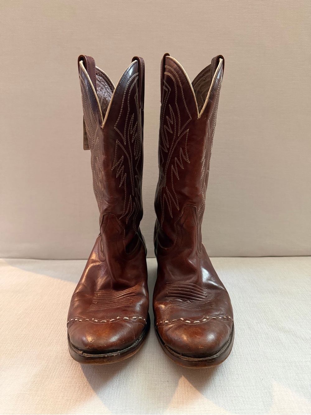 Men's Western Cowboy Boots in Brown Leather